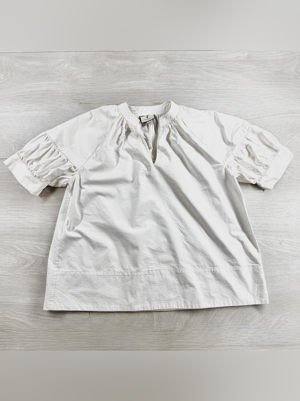 Tuckernuck White Cotton Poplin Puff Sleeve Blouse Womens XXL Preppy Coastal
